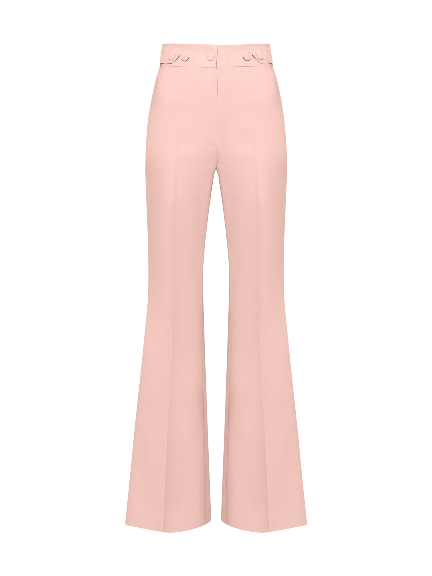 Flared Trousers With Adjustable Waist In Cotton - Light Pink