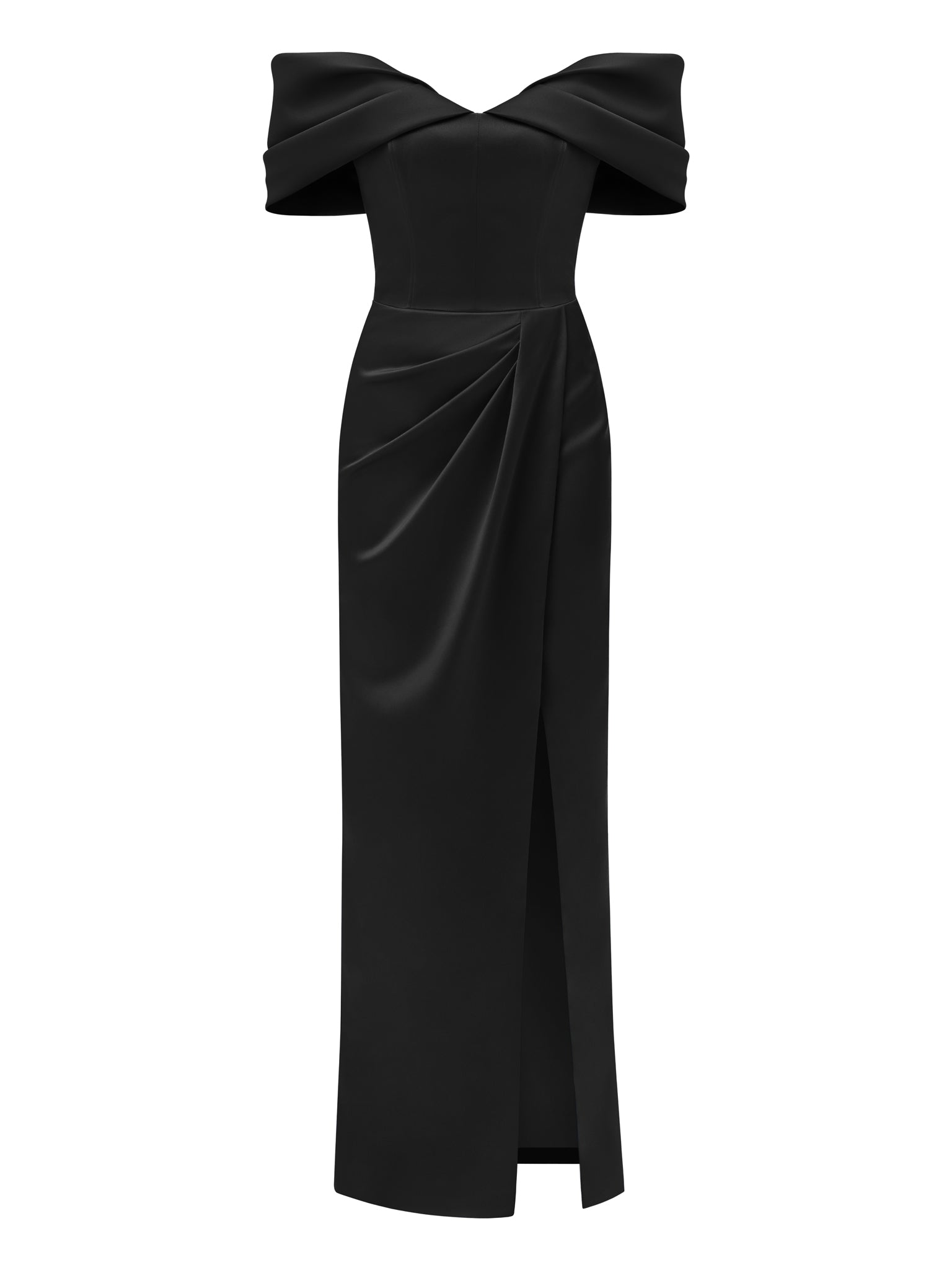 Heavenly Kissed Draped Satin Maxi Dress - Black Black / M Heavenly Kissed Draped Satin Maxi Dress - Black Black / M