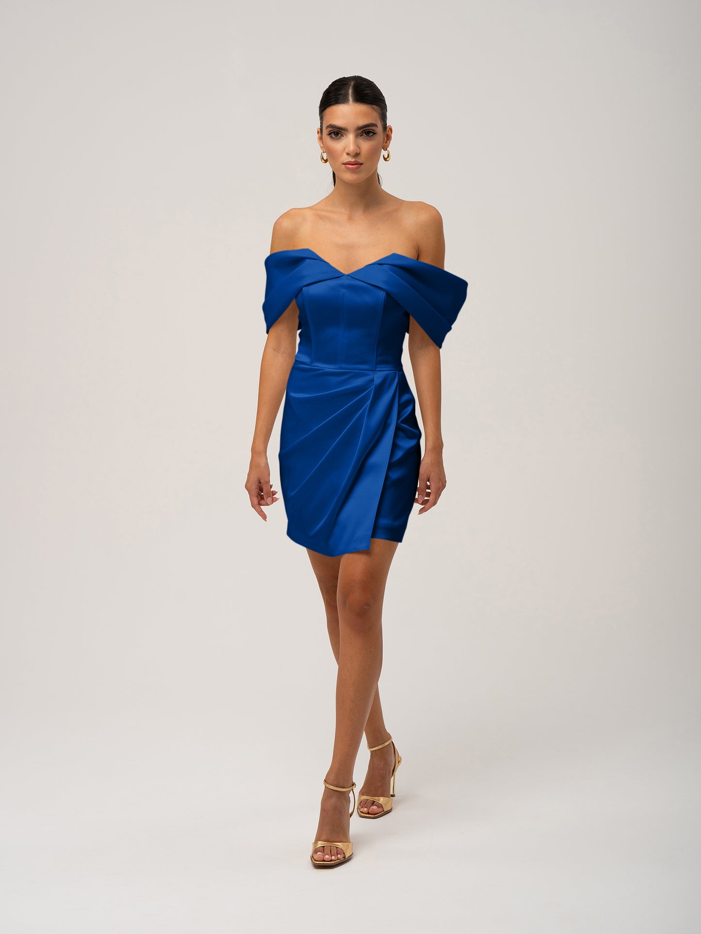 Heavenly Kissed Draped Satin Mini Dress - Azure Blue by Tia Dorraine Women's Luxury Fashion Designer Clothing Brand