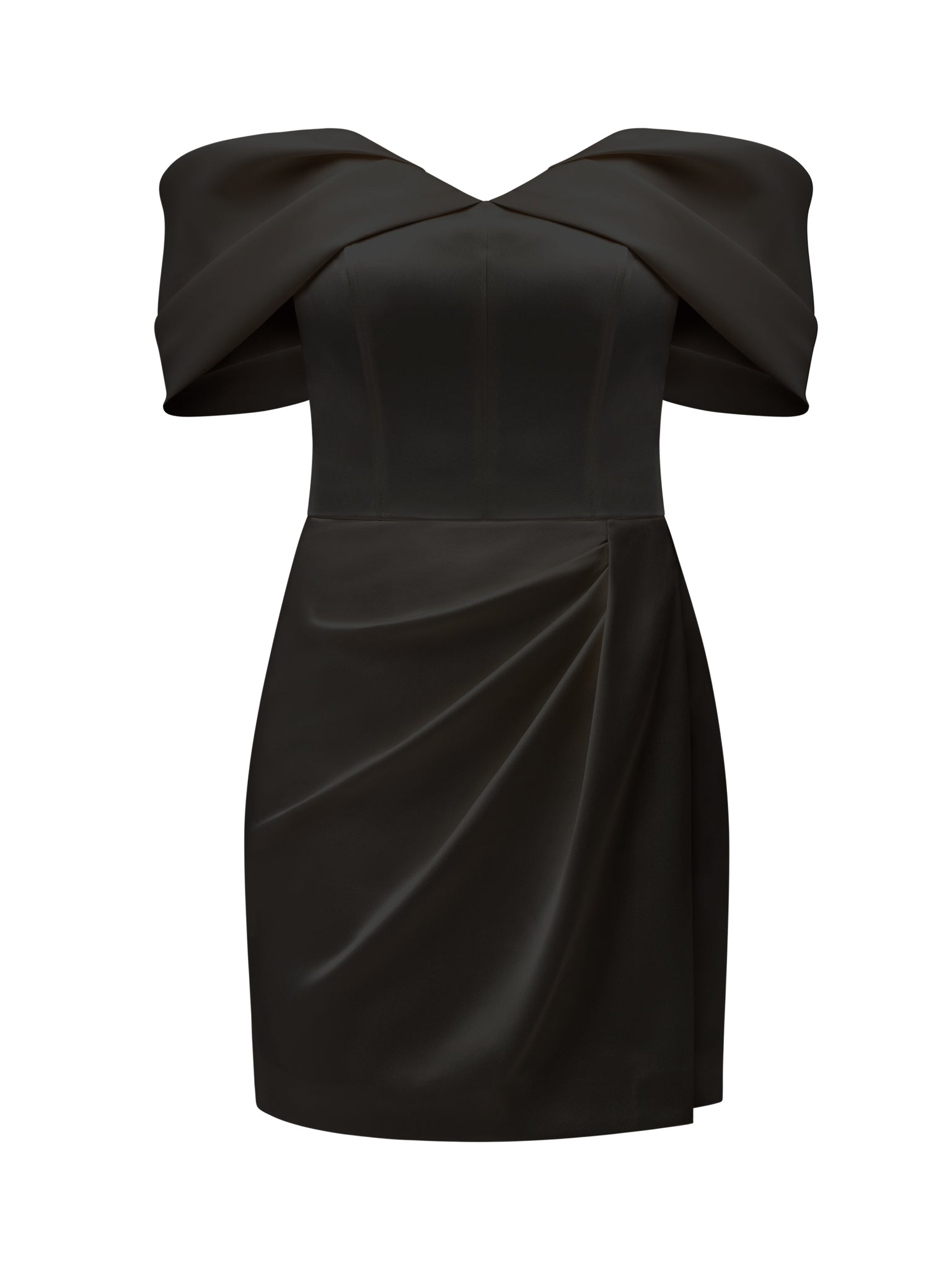 Heavenly Kissed Draped Satin Mini Dress - Black by Tia Dorraine Women's Luxury Fashion Designer Clothing Brand