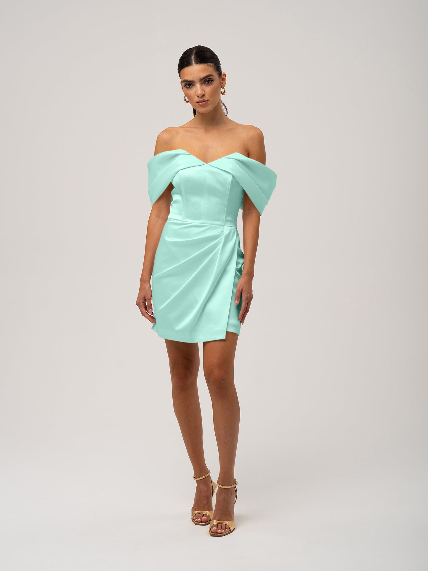 Heavenly Kissed Draped Satin Mini Dress - Mint by Tia Dorraine Women's Luxury Fashion Designer Clothing Brand