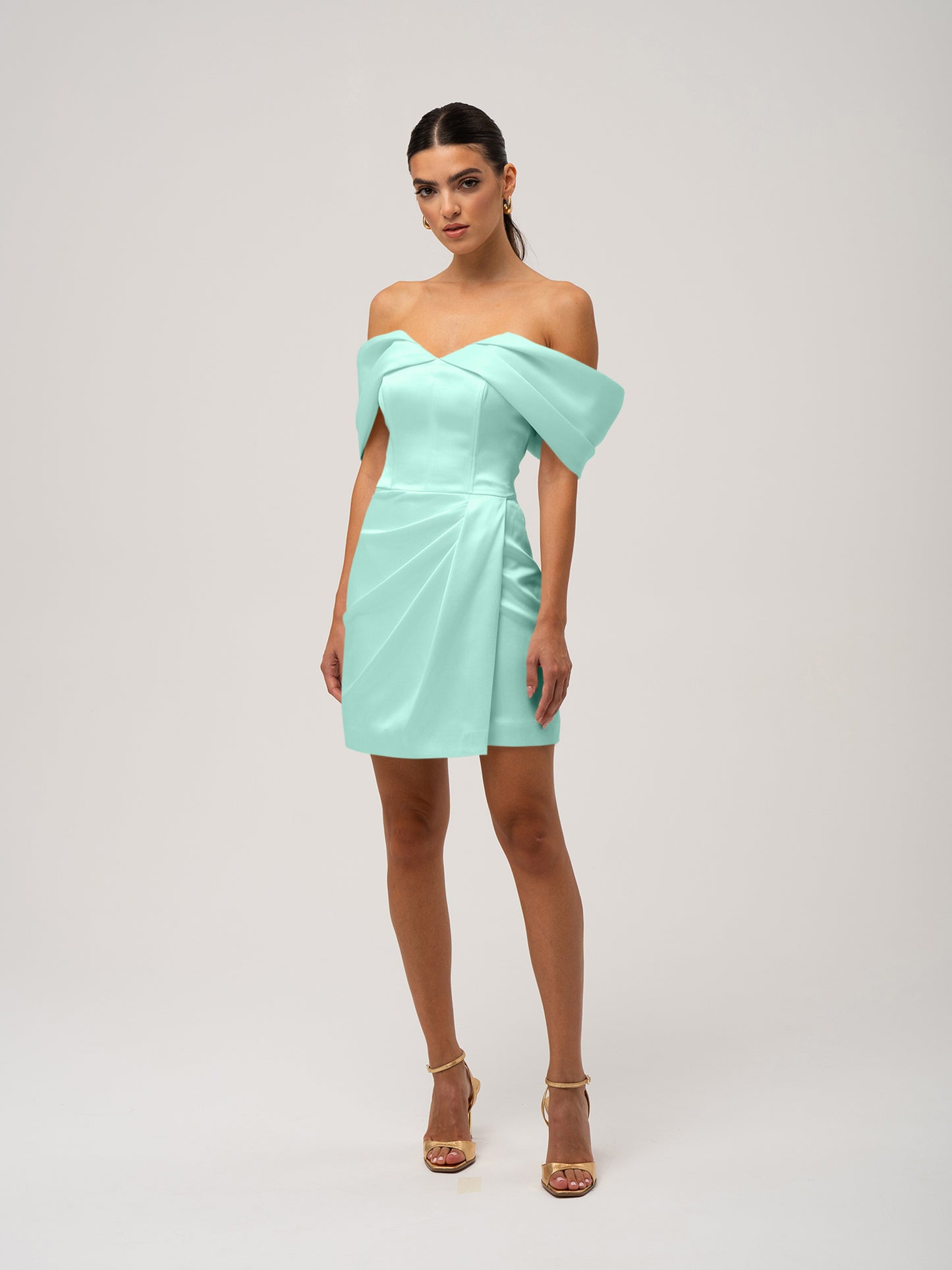 Heavenly Kissed Draped Satin Mini Dress - Mint by Tia Dorraine Women's Luxury Fashion Designer Clothing Brand