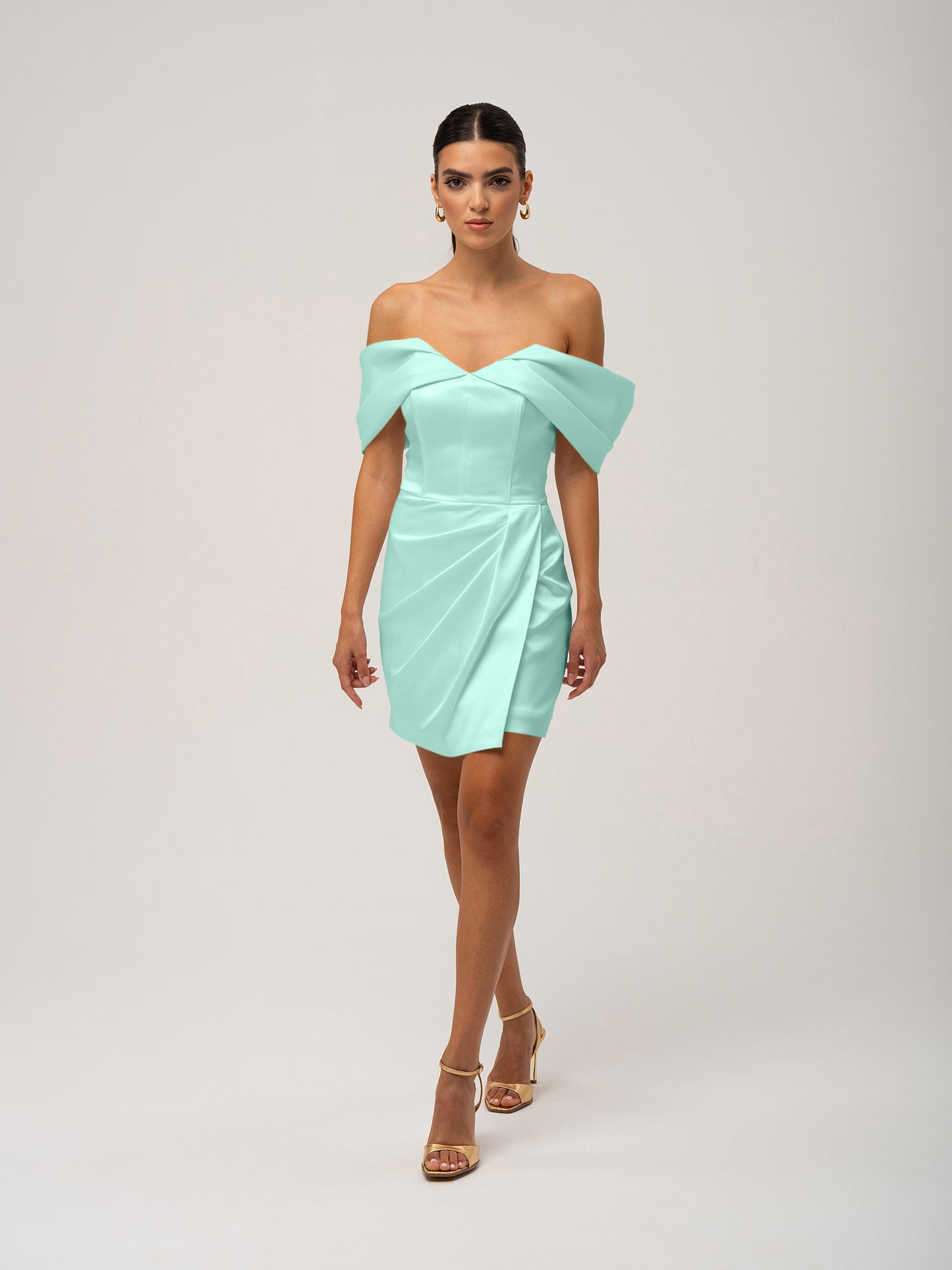 Heavenly Kissed Draped Satin Mini Dress - Mint by Tia Dorraine Women's Luxury Fashion Designer Clothing Brand