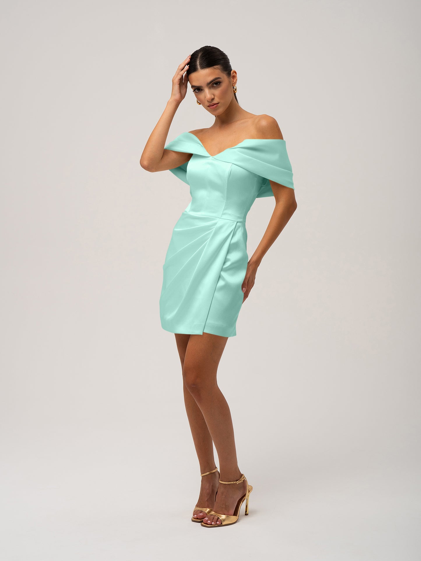 Heavenly Kissed Draped Satin Mini Dress - Mint by Tia Dorraine Women's Luxury Fashion Designer Clothing Brand