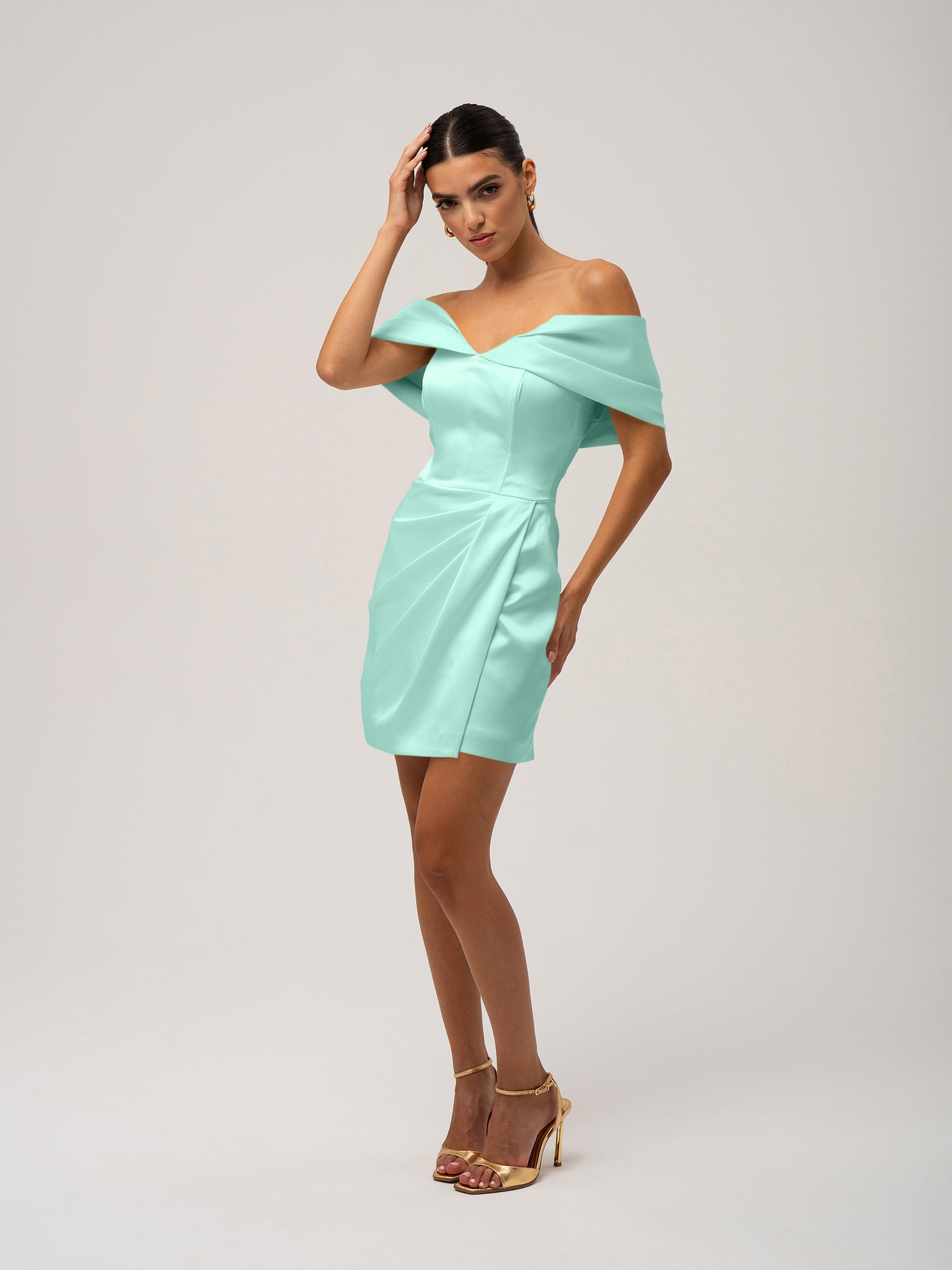 Heavenly Kissed Draped Satin Mini Dress - Mint by Tia Dorraine Women's Luxury Fashion Designer Clothing Brand