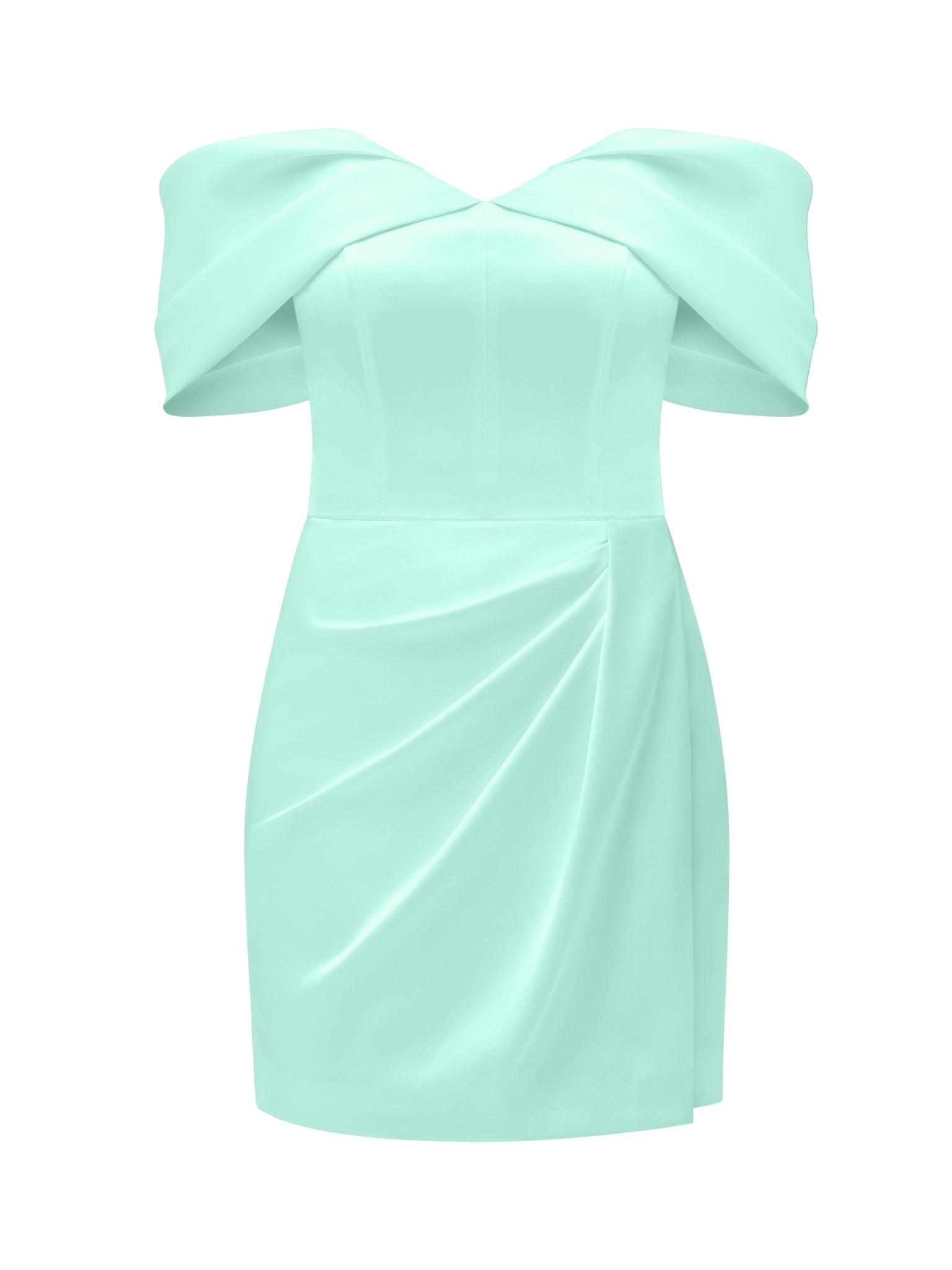 Heavenly Kissed Draped Satin Mini Dress - Mint by Tia Dorraine Women's Luxury Fashion Designer Clothing Brand