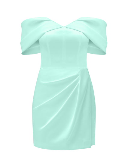 Heavenly Kissed Draped Satin Mini Dress - Mint by Tia Dorraine Women's Luxury Fashion Designer Clothing Brand