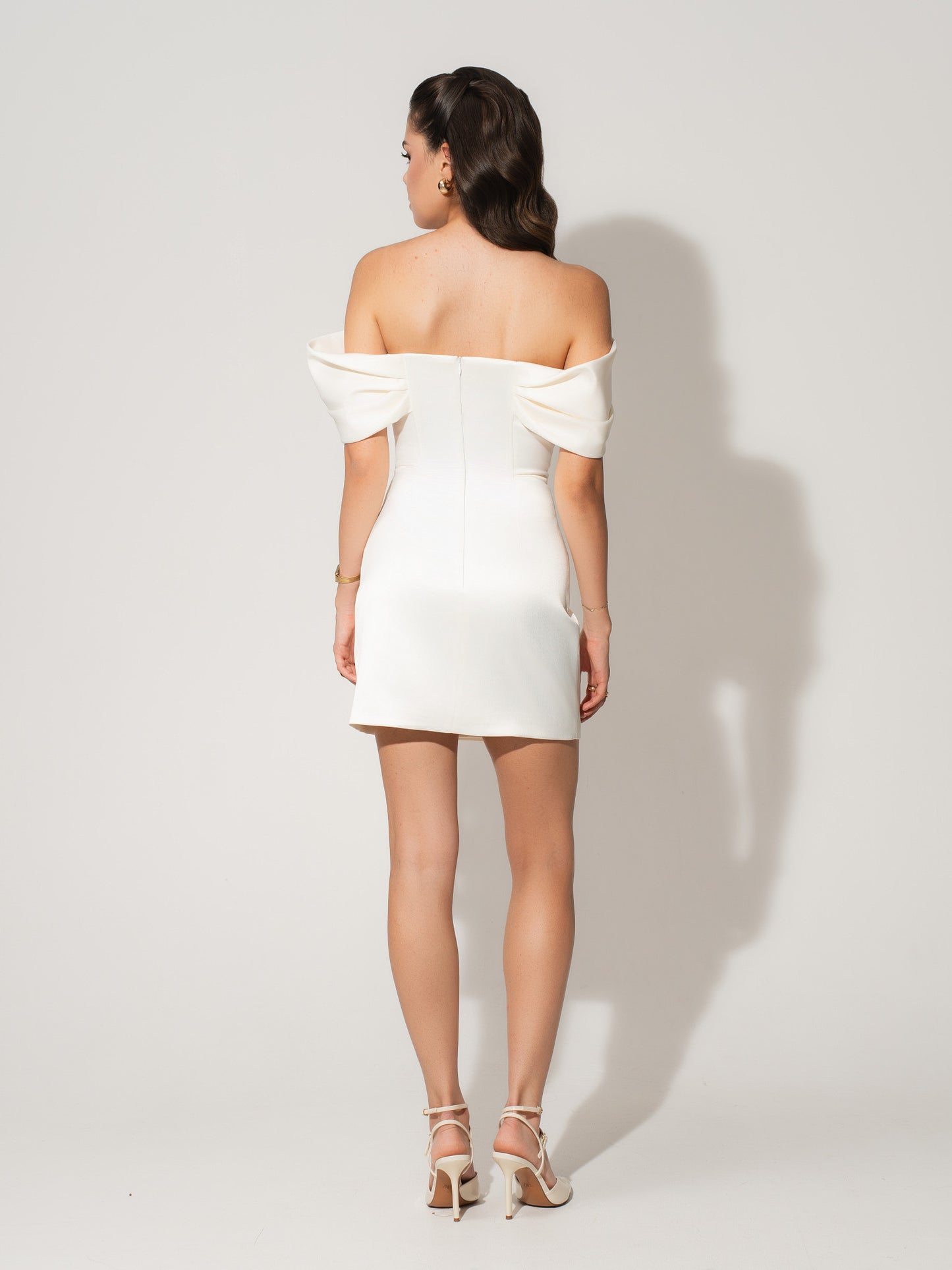Heavenly Kissed Draped Satin Mini Dress - Pearl White