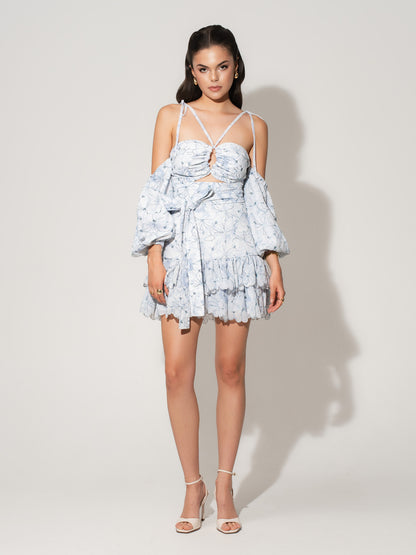 High-Waist Mini Skirt in Georgette