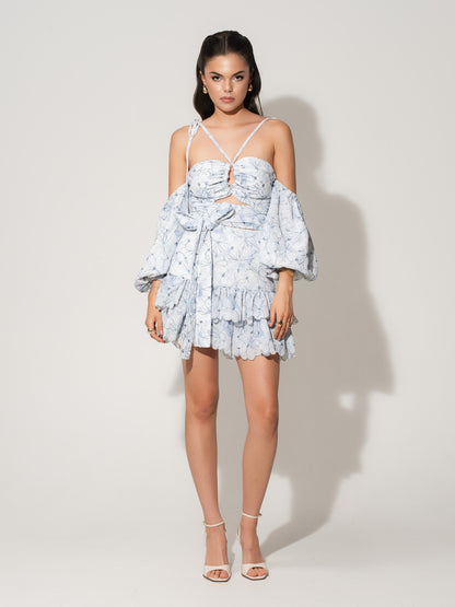 High-Waist Mini Skirt in Georgette