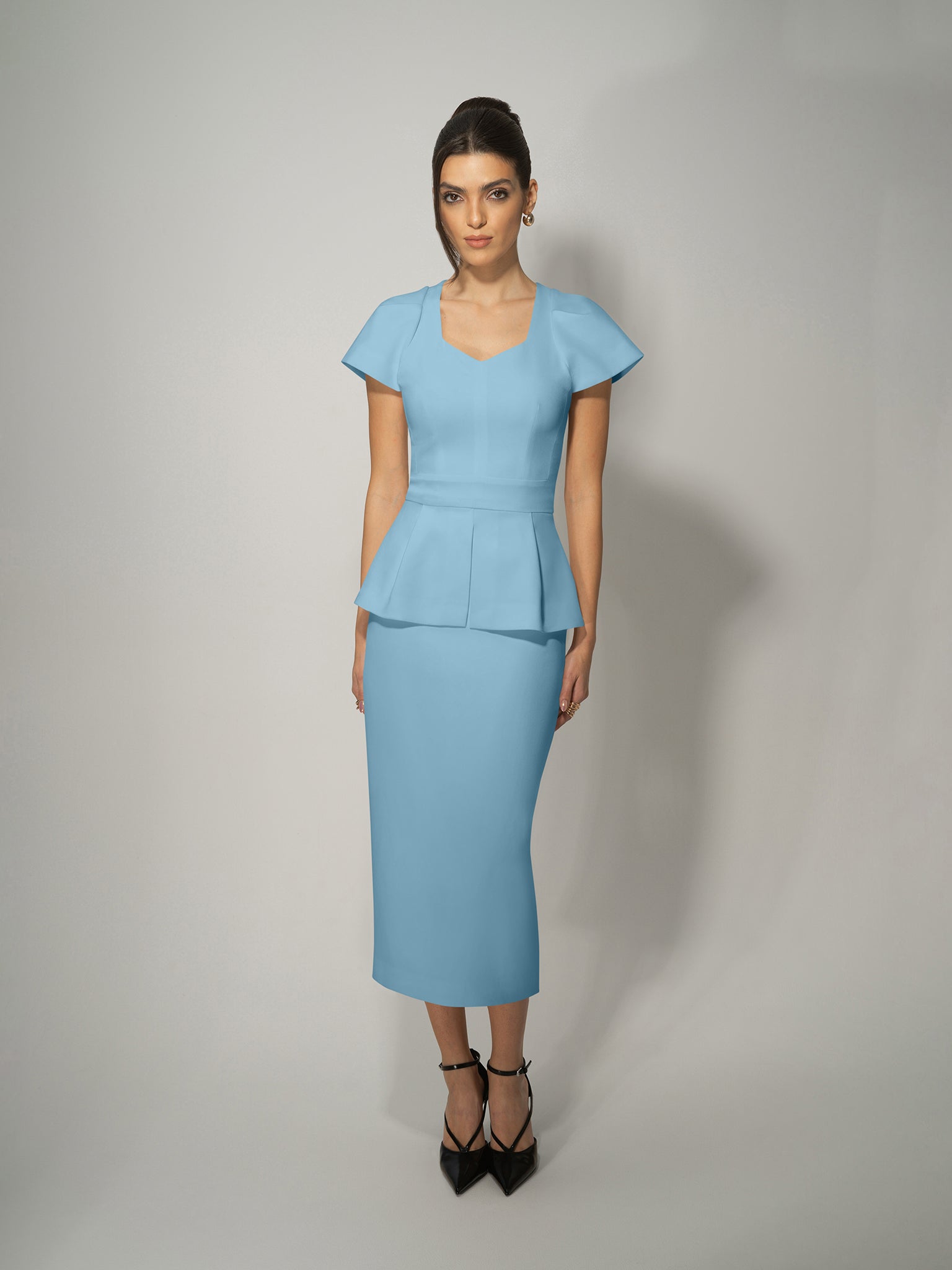 High-Waist Pencil Midi Skirt - Light Blue Light Blue / XS High-Waist Pencil Midi Skirt - Light Blue Light Blue / XS