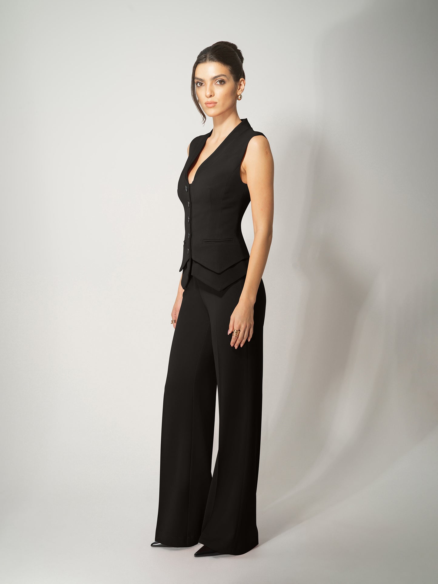 High-Waist Flared Trousers - Black by Tia Dorraine Women's Luxury Fashion Designer Clothing Brand