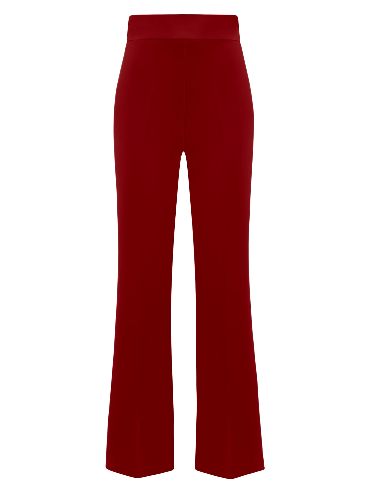 High-Waist Flared Trousers - Burgundy by Tia Dorraine Women's Luxury Fashion Designer Clothing Brand