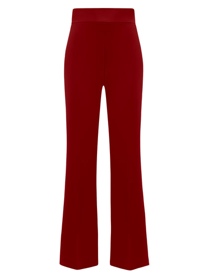 High-Waist Flared Trousers - Burgundy by Tia Dorraine Women's Luxury Fashion Designer Clothing Brand