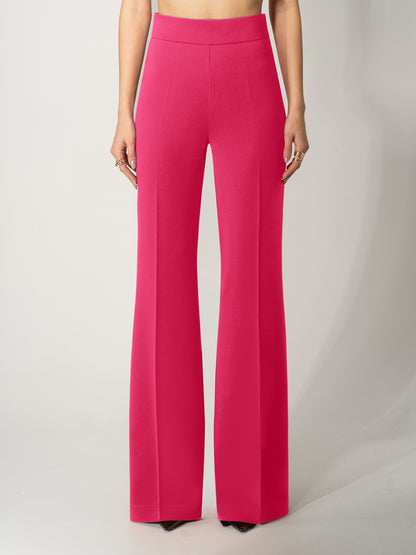 High-Waist Flared Trousers - Hot Pink by Tia Dorraine Women's Luxury Fashion Designer Clothing Brand