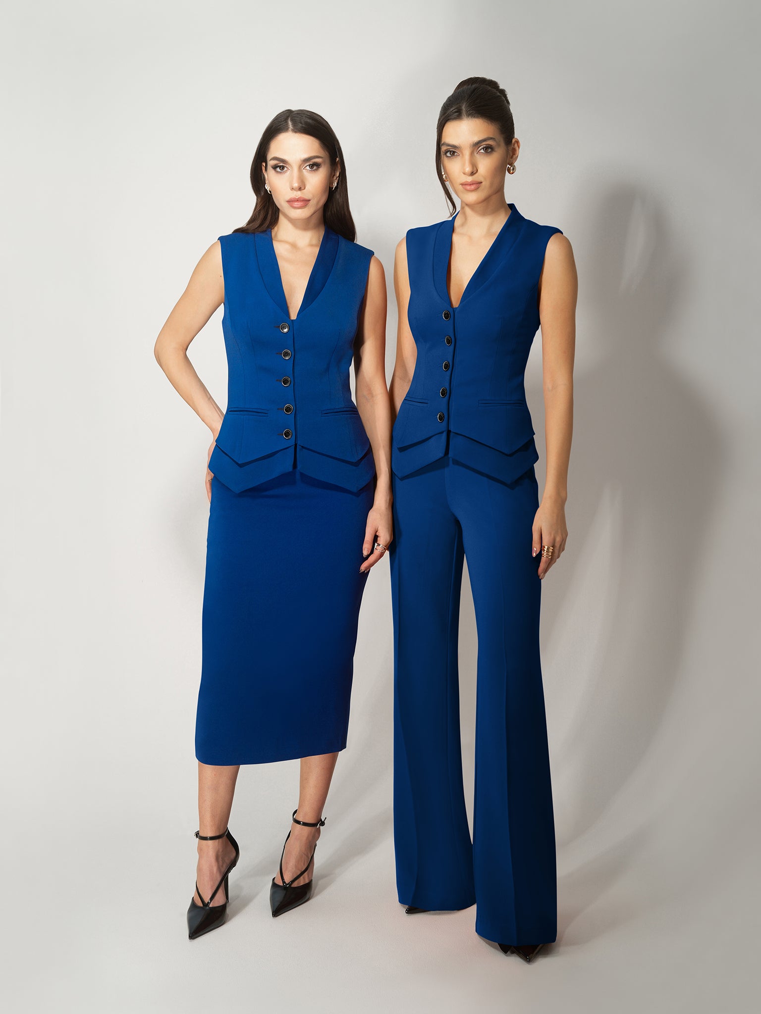 High-Waist Flared Trousers - Royal Azure by Tia Dorraine Women's Luxury Fashion Designer Clothing Brand