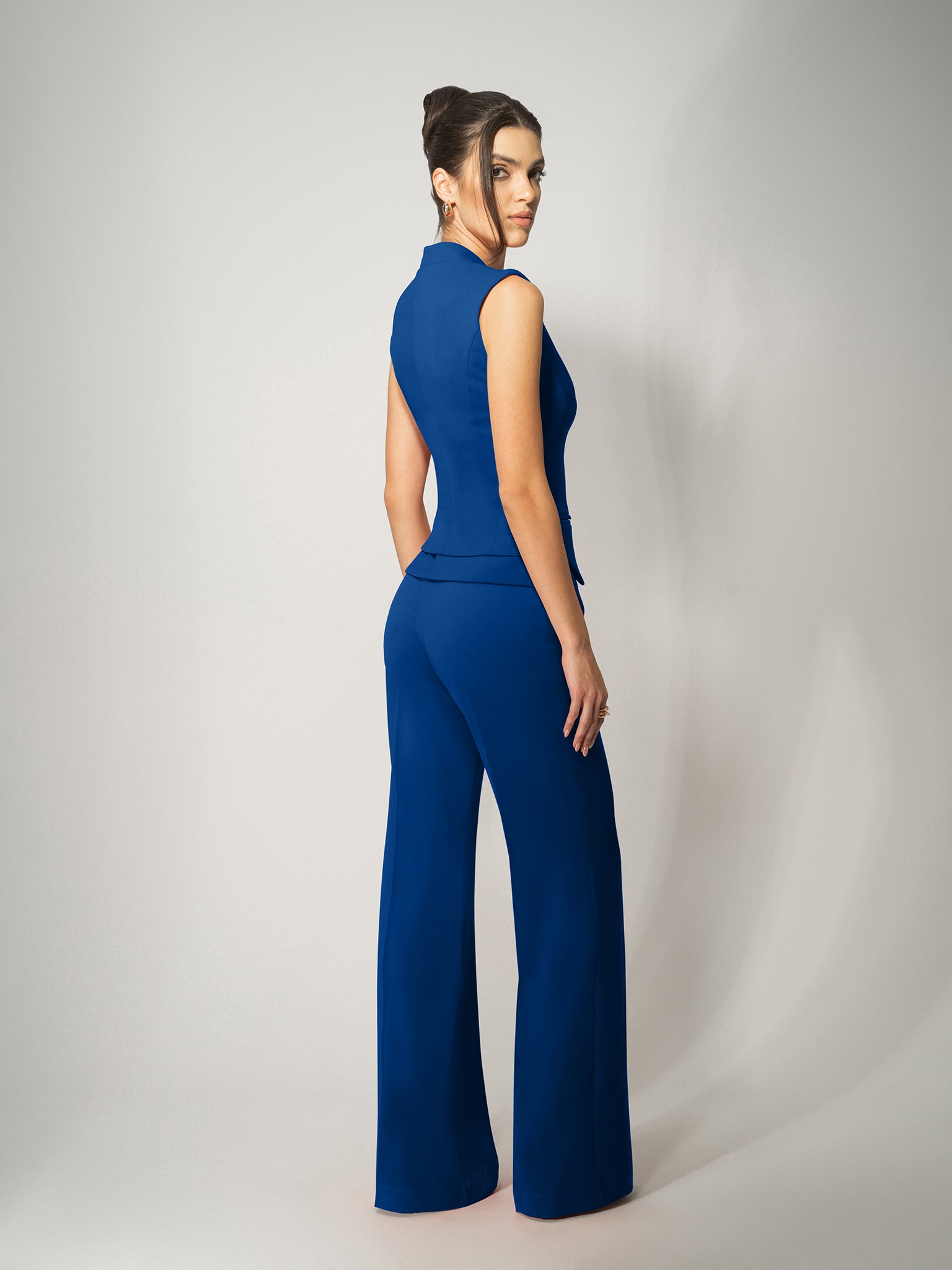 High-Waist Flared Trousers - Royal Azure by Tia Dorraine Women's Luxury Fashion Designer Clothing Brand