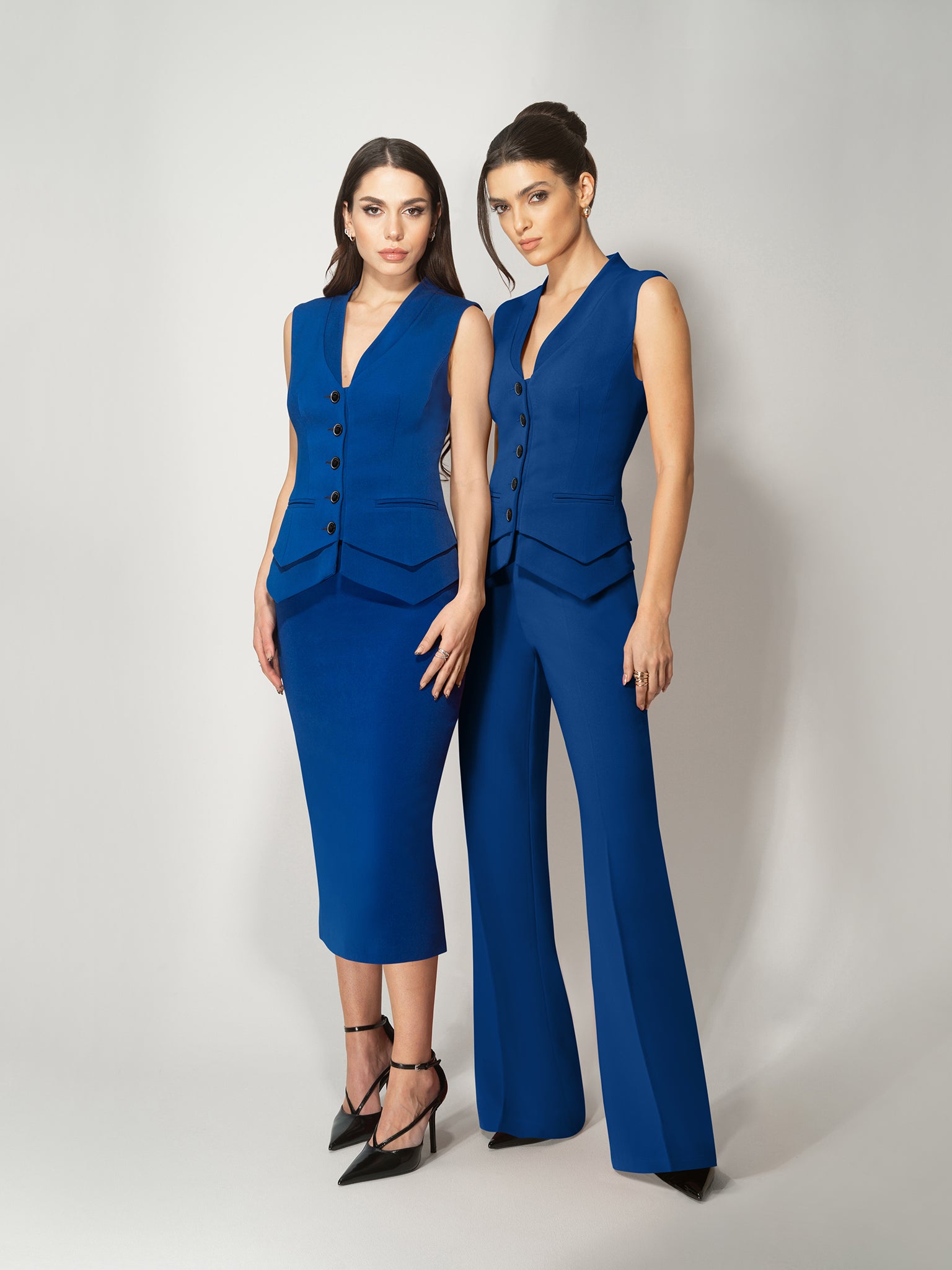 High-Waist Flared Trousers - Royal Azure by Tia Dorraine Women's Luxury Fashion Designer Clothing Brand