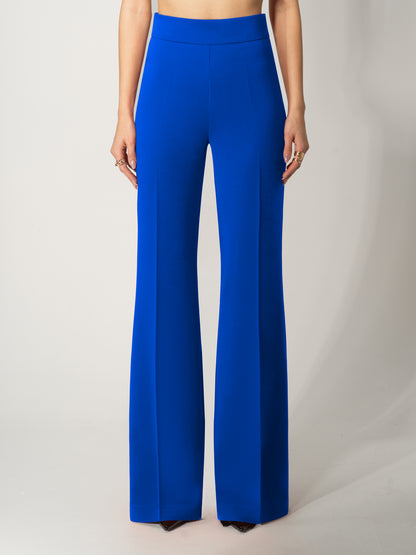 High-Waist Flared Trousers - Royal Azure by Tia Dorraine Women's Luxury Fashion Designer Clothing Brand