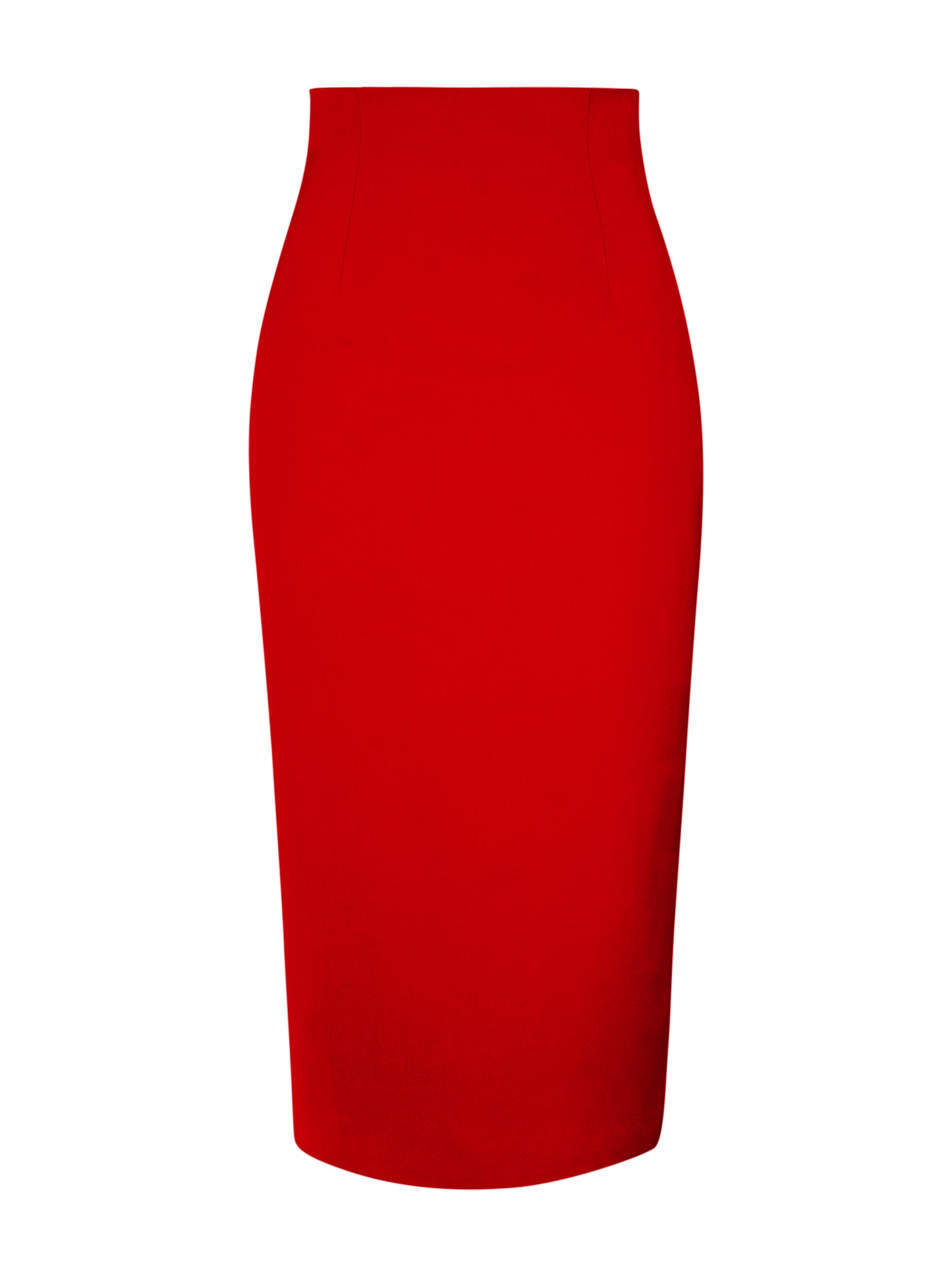 High-Waist Pencil Midi Skirt - Fierce Red by Tia Dorraine Women's Luxury Fashion Designer Clothing Brand