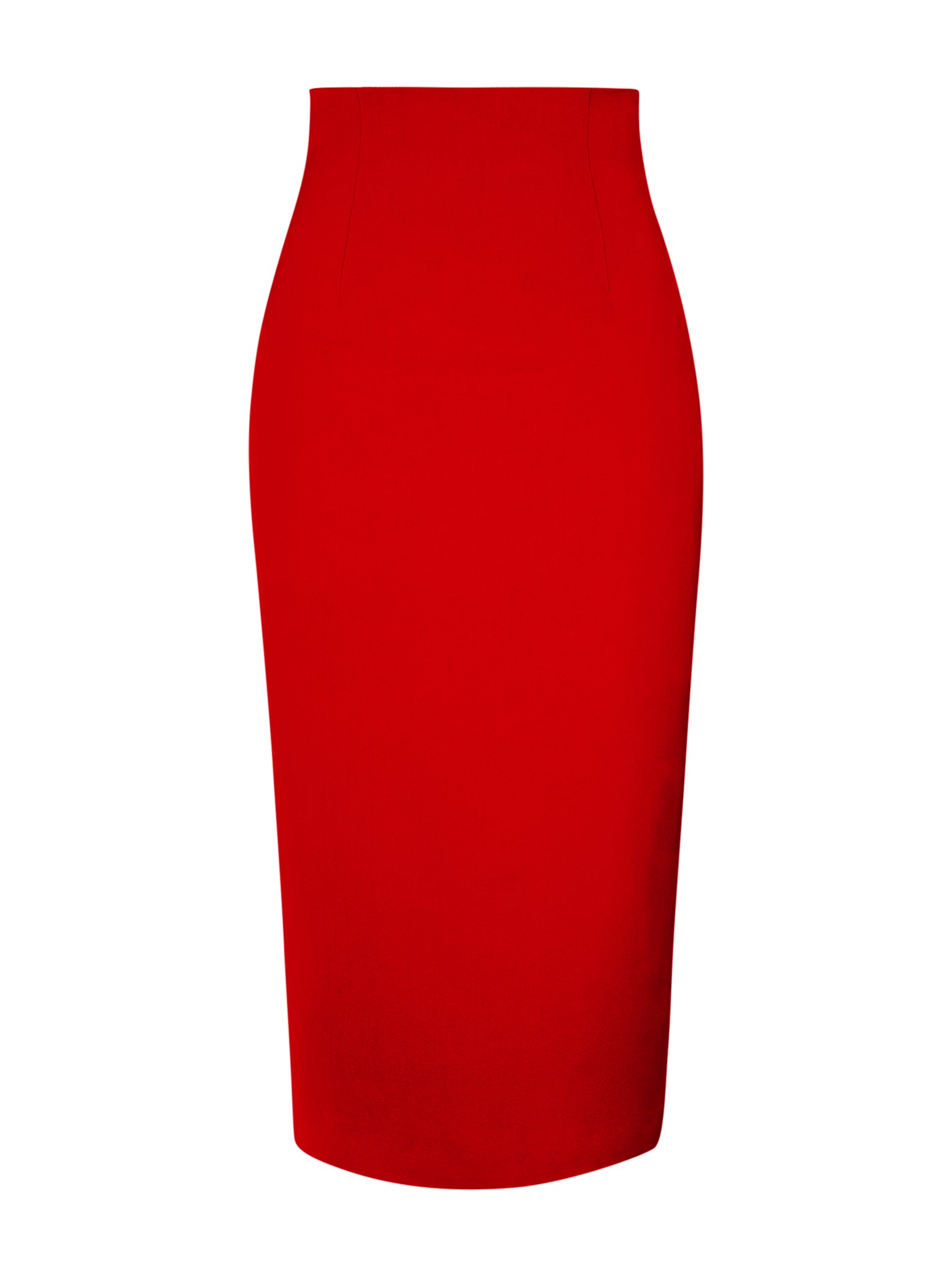 High-Waist Pencil Midi Skirt - Fierce Red by Tia Dorraine Women's Luxury Fashion Designer Clothing Brand