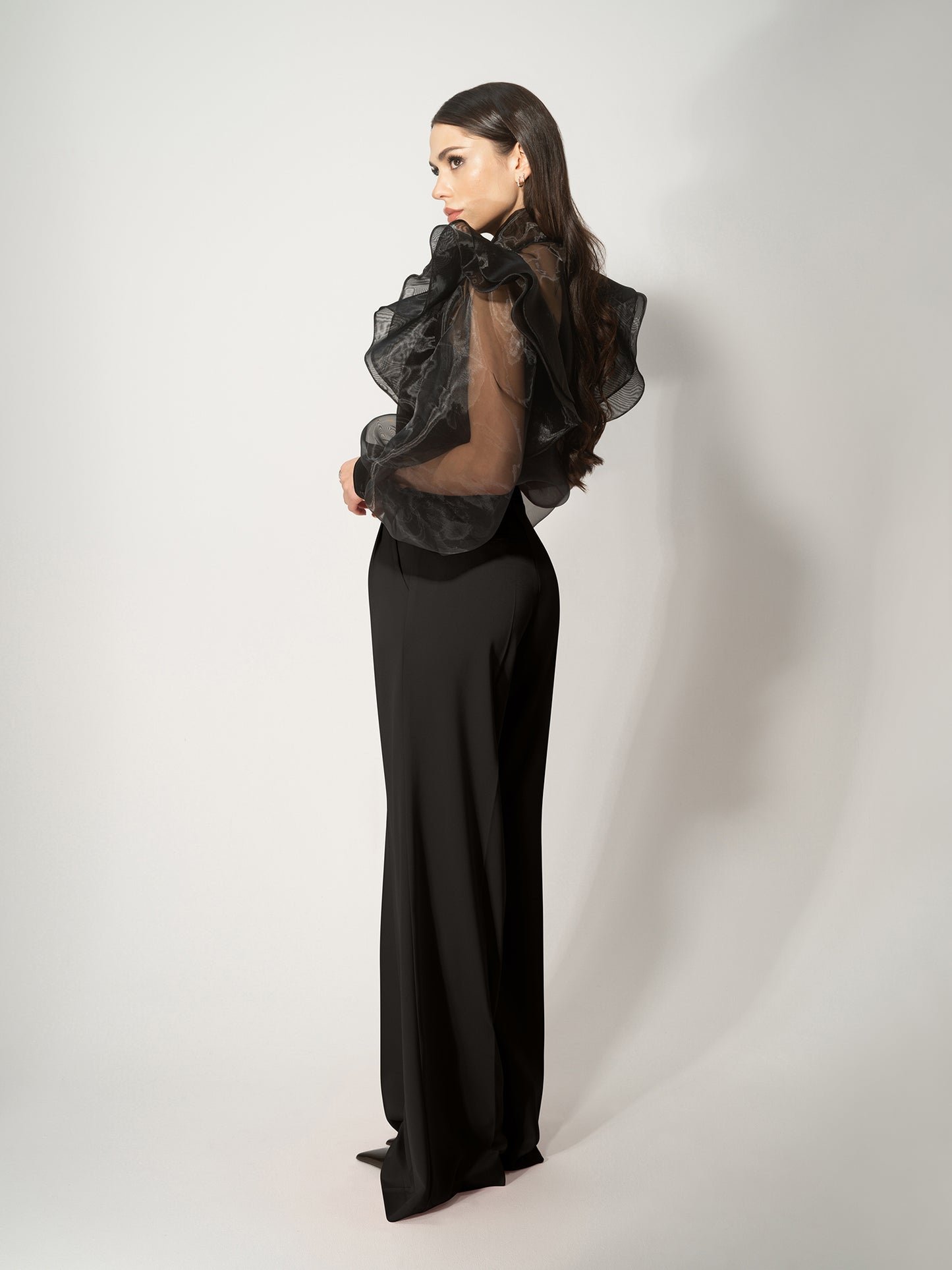 High-Waist Wide-Leg Trousers - Black by Tia Dorraine Women's Luxury Fashion Designer Clothing Brand