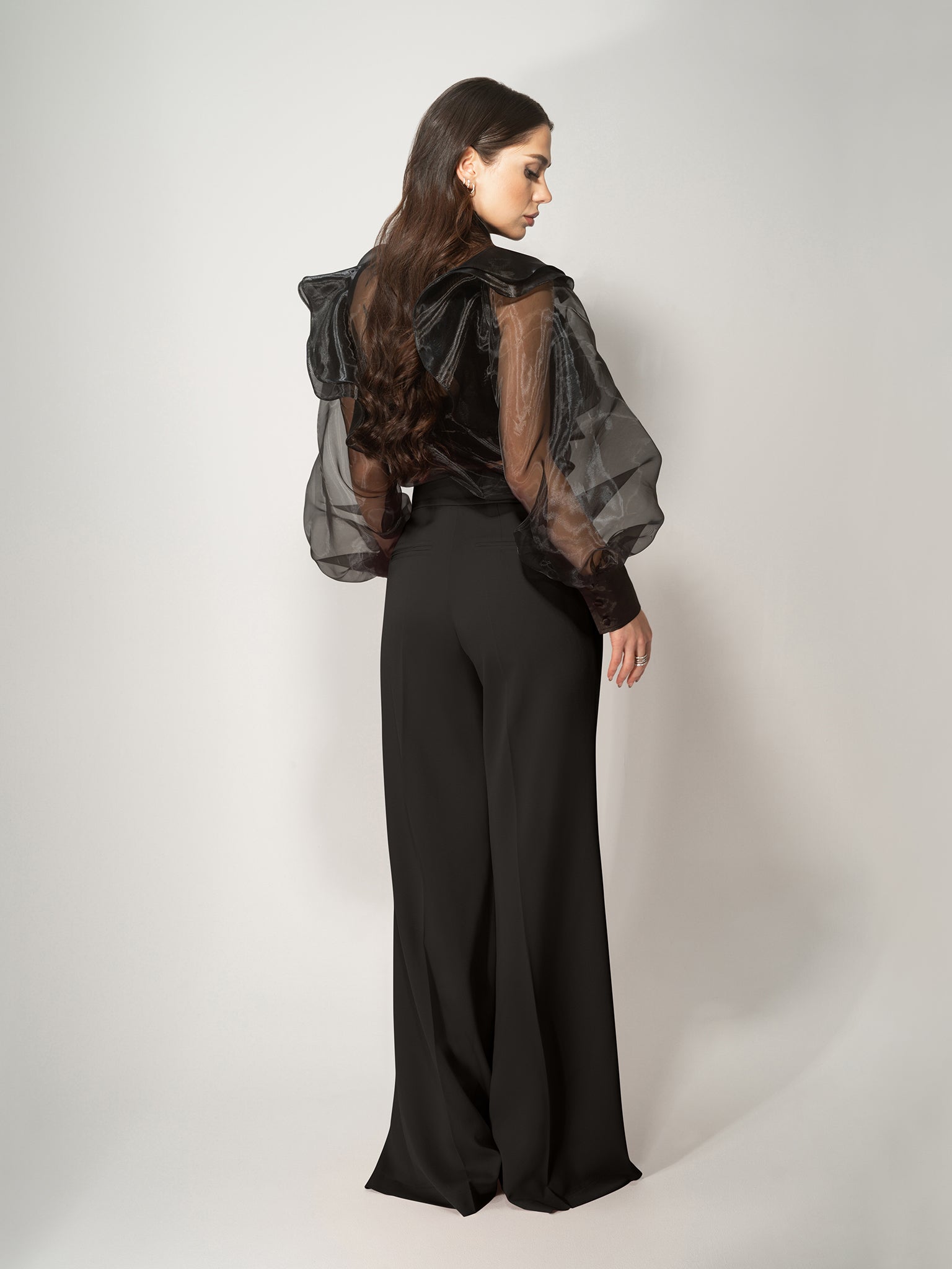 High-Waist Wide-Leg Trousers - Black by Tia Dorraine Women's Luxury Fashion Designer Clothing Brand