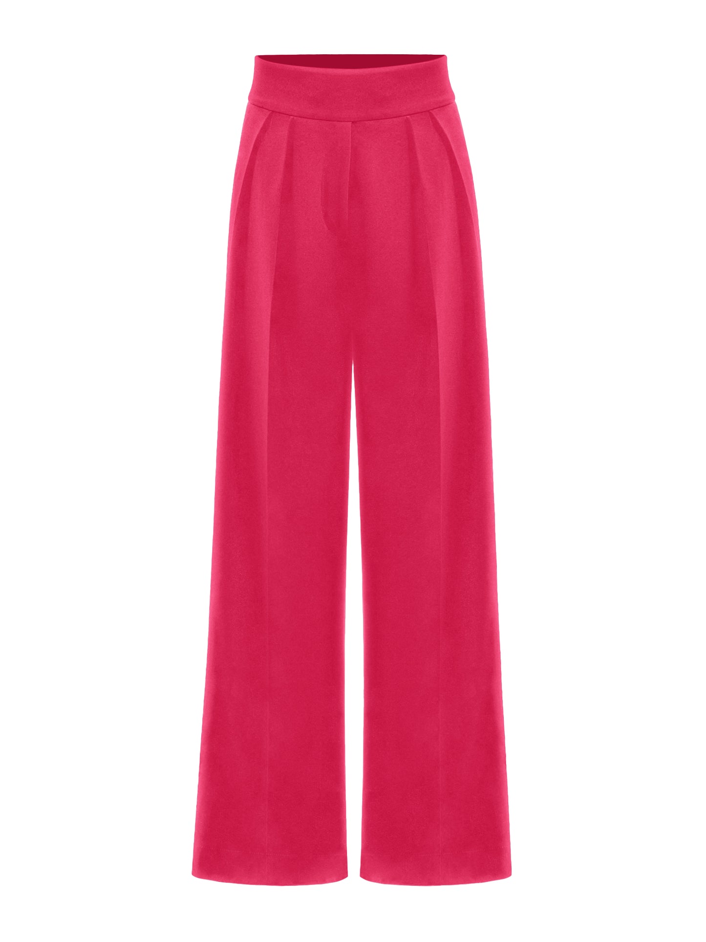 High-Waist Wide-Leg Trousers - Hot Pink