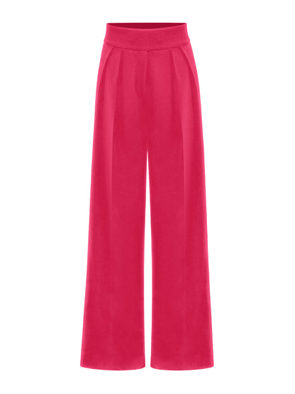 High-Waist Wide-Leg Trousers - Hot Pink