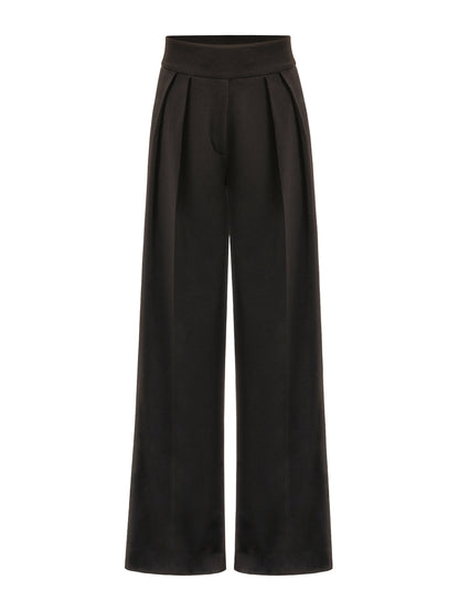 High-Waist Wide-Leg Trousers - Black by Tia Dorraine Women's Luxury Fashion Designer Clothing Brand