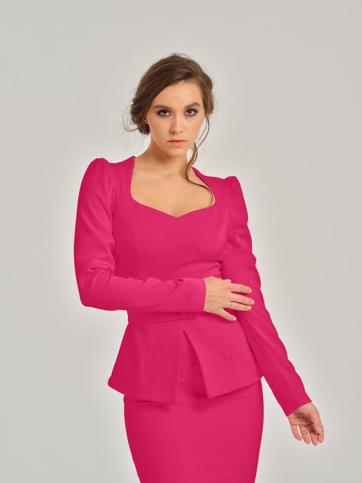 Hot Pink Sweetheart Blouse by Tia Dorraine women’s luxury fashion designer clothing brand