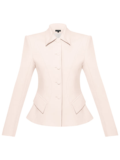 Hourglass Blazer Jacket In Cotton - Beige