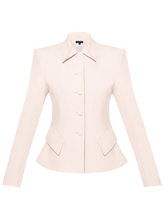 Hourglass Blazer Jacket In Cotton - Beige