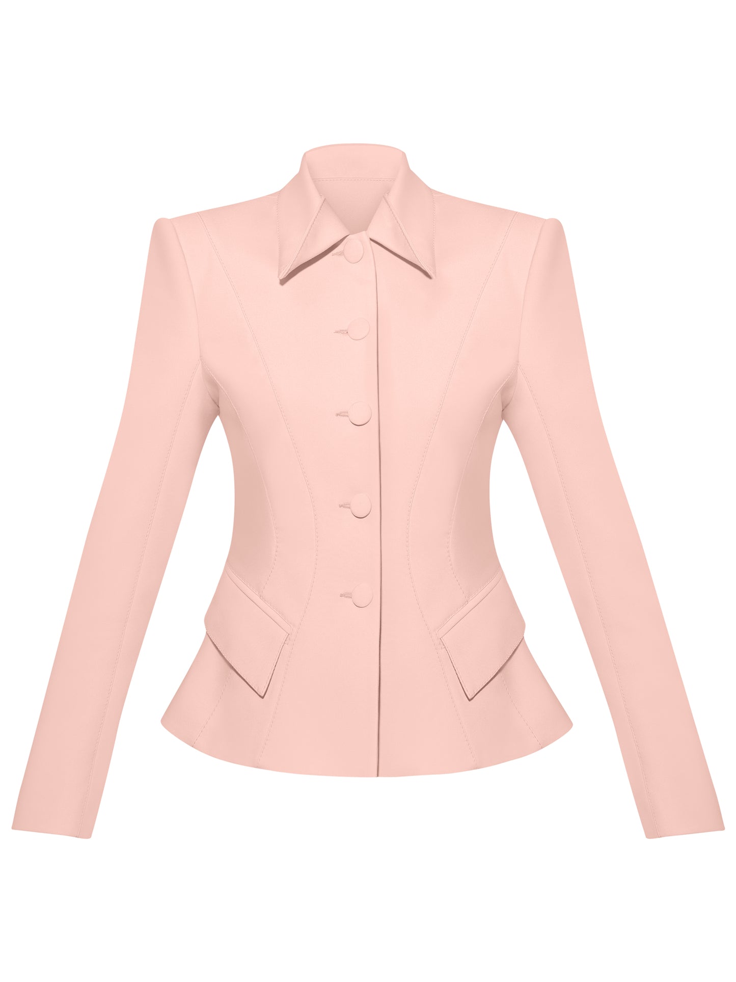 Hourglass Blazer Jacket In Cotton - Light Pink