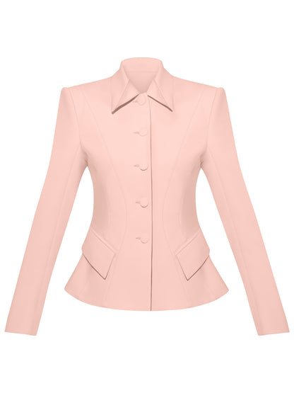 Hourglass Blazer Jacket In Cotton - Light Pink