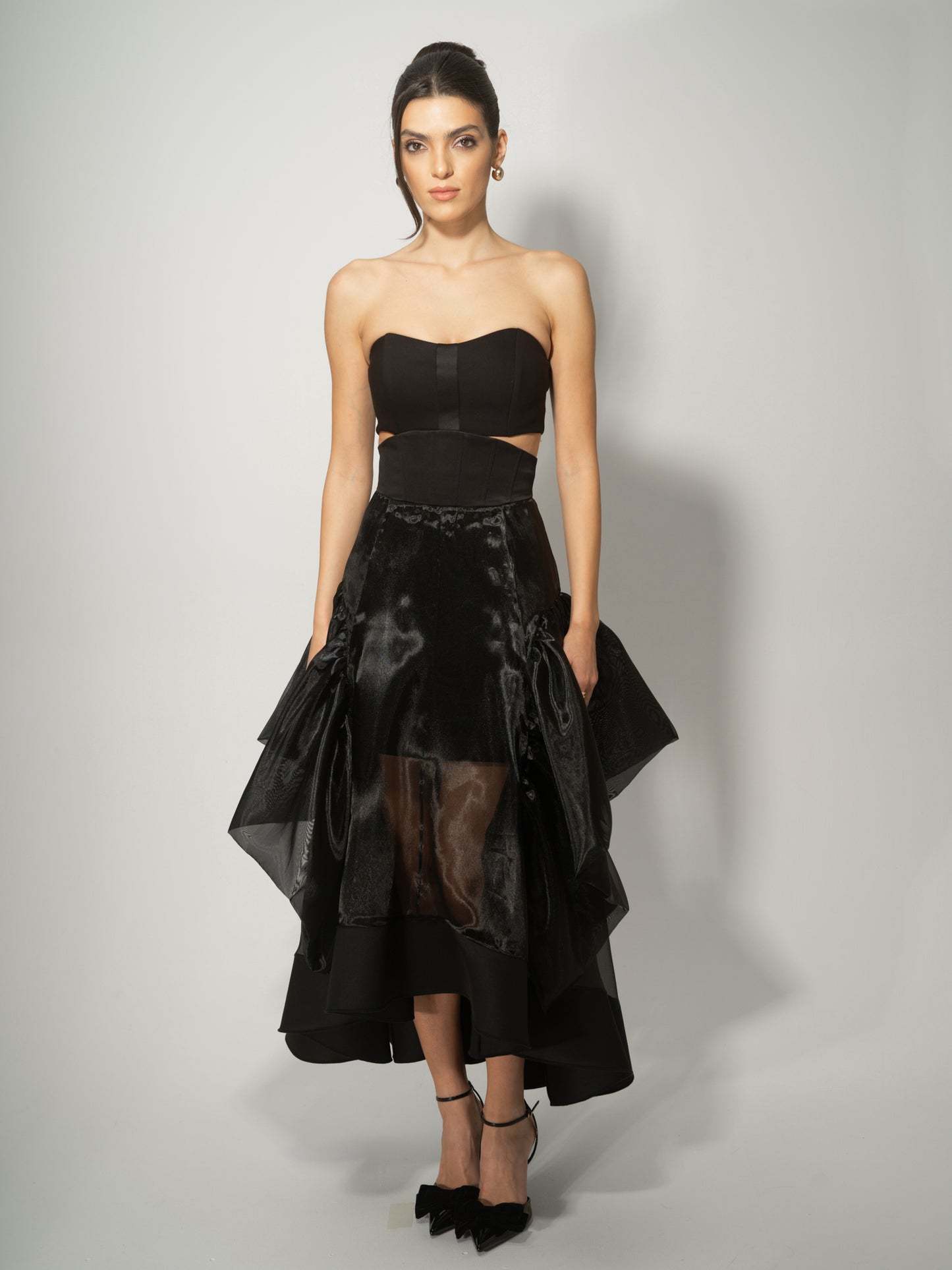 Hypnotic Glow Sheer Organza Midi Skirt