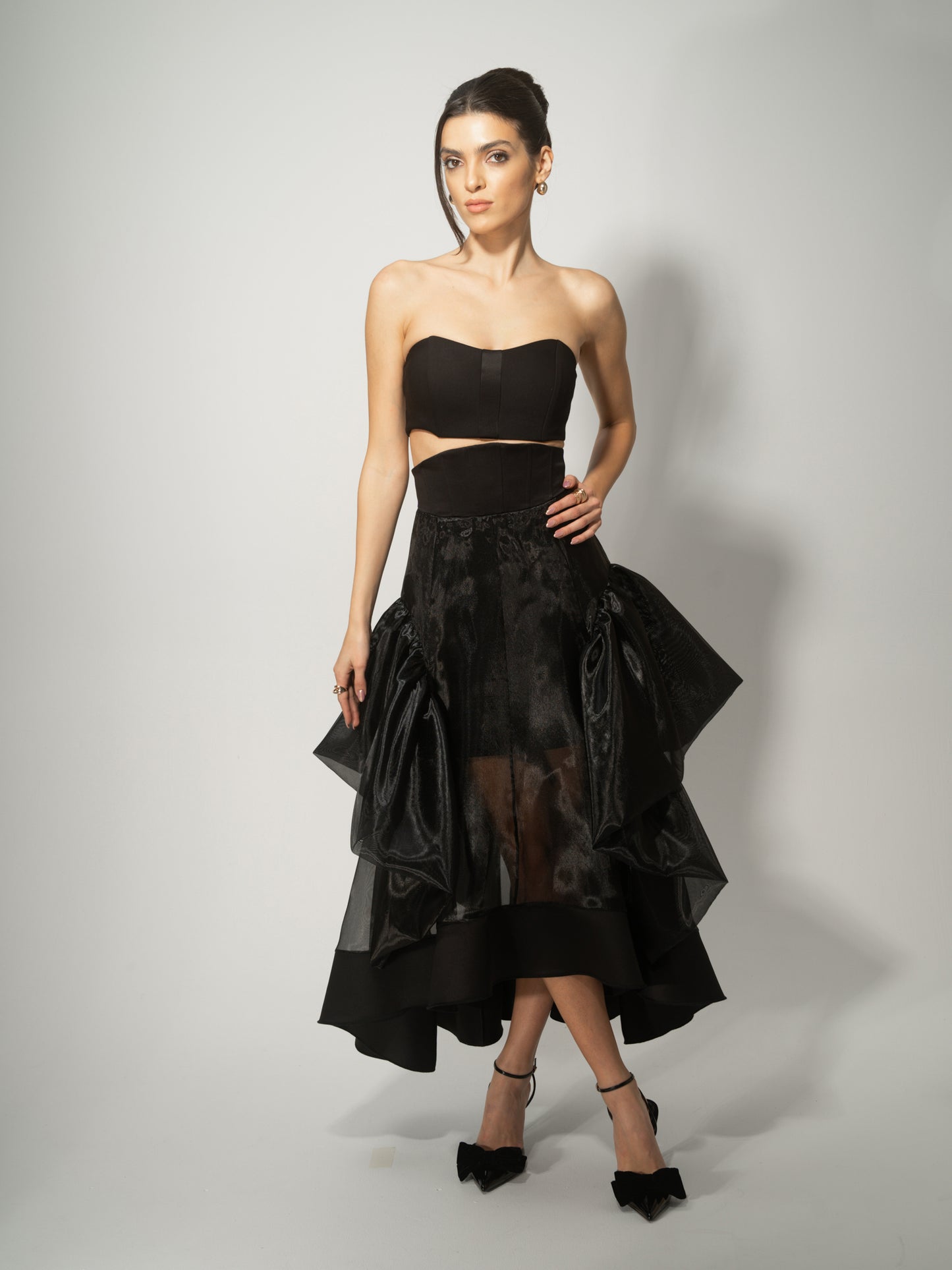 Hypnotic Glow Sheer Organza Midi Skirt