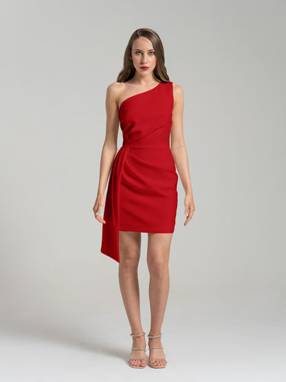 Iconic Glamour Short Dress - Fierce Red