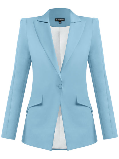 Illusion Classic Tailored Blazer - Light Blue by Tia Dorraine Women's Luxury Fashion Designer Clothing Brand