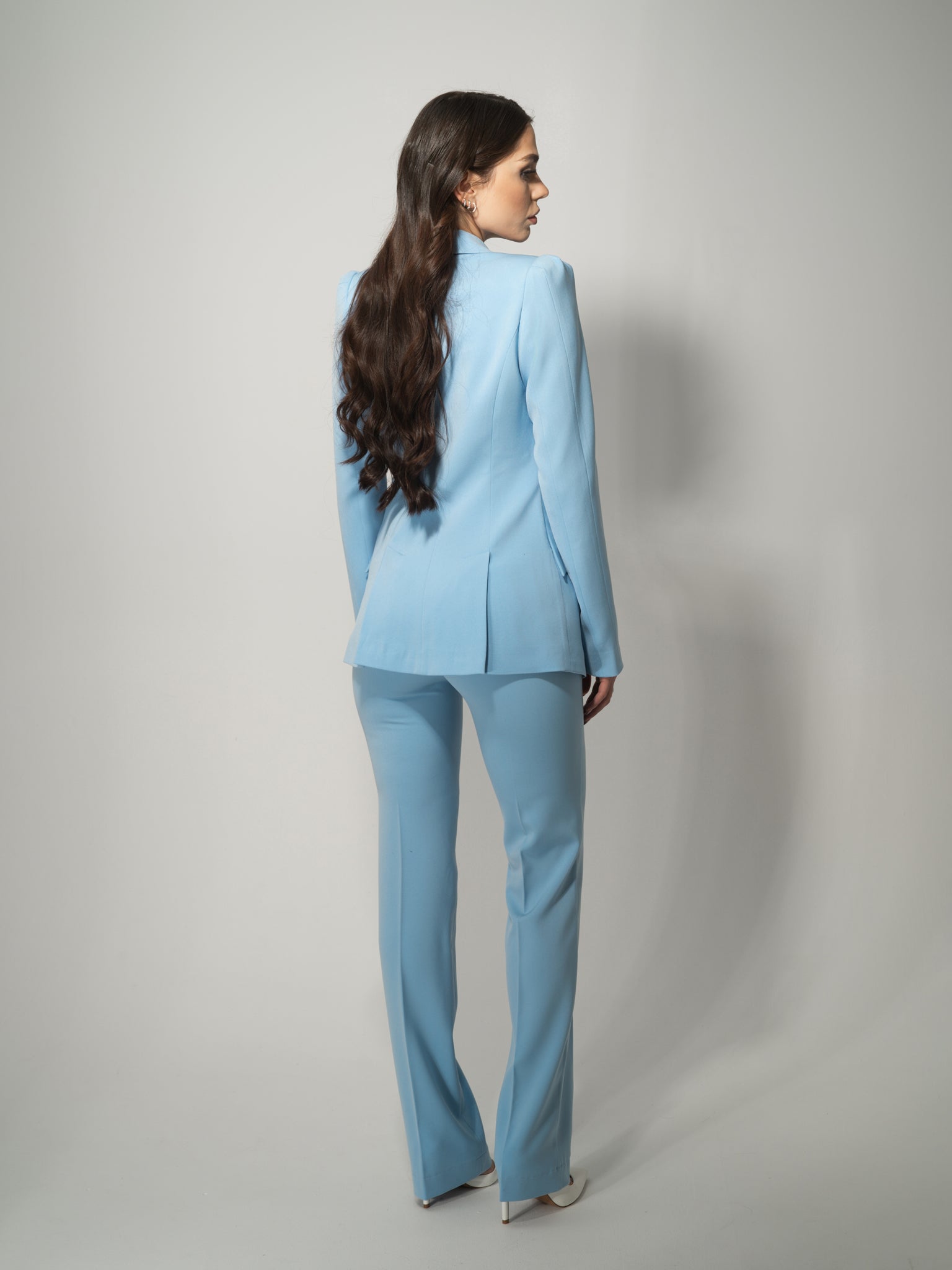 Illusion Classic Tailored Blazer - Light Blue by Tia Dorraine Women's Luxury Fashion Designer Clothing Brand