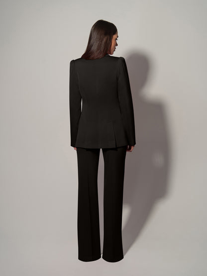 Illusion Blazer & Trousers Set - Black