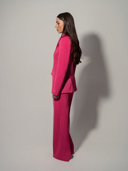 Illusion Blazer & Trousers Set - Hot Pink