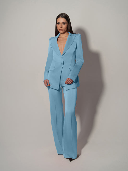 Illusion Blazer & Trousers Set - Light Blue