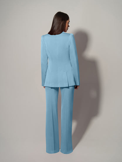 Illusion Blazer & Trousers Set - Light Blue