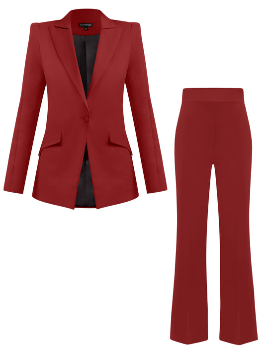 Illusion Blazer & Trousers Set - Burgundy
