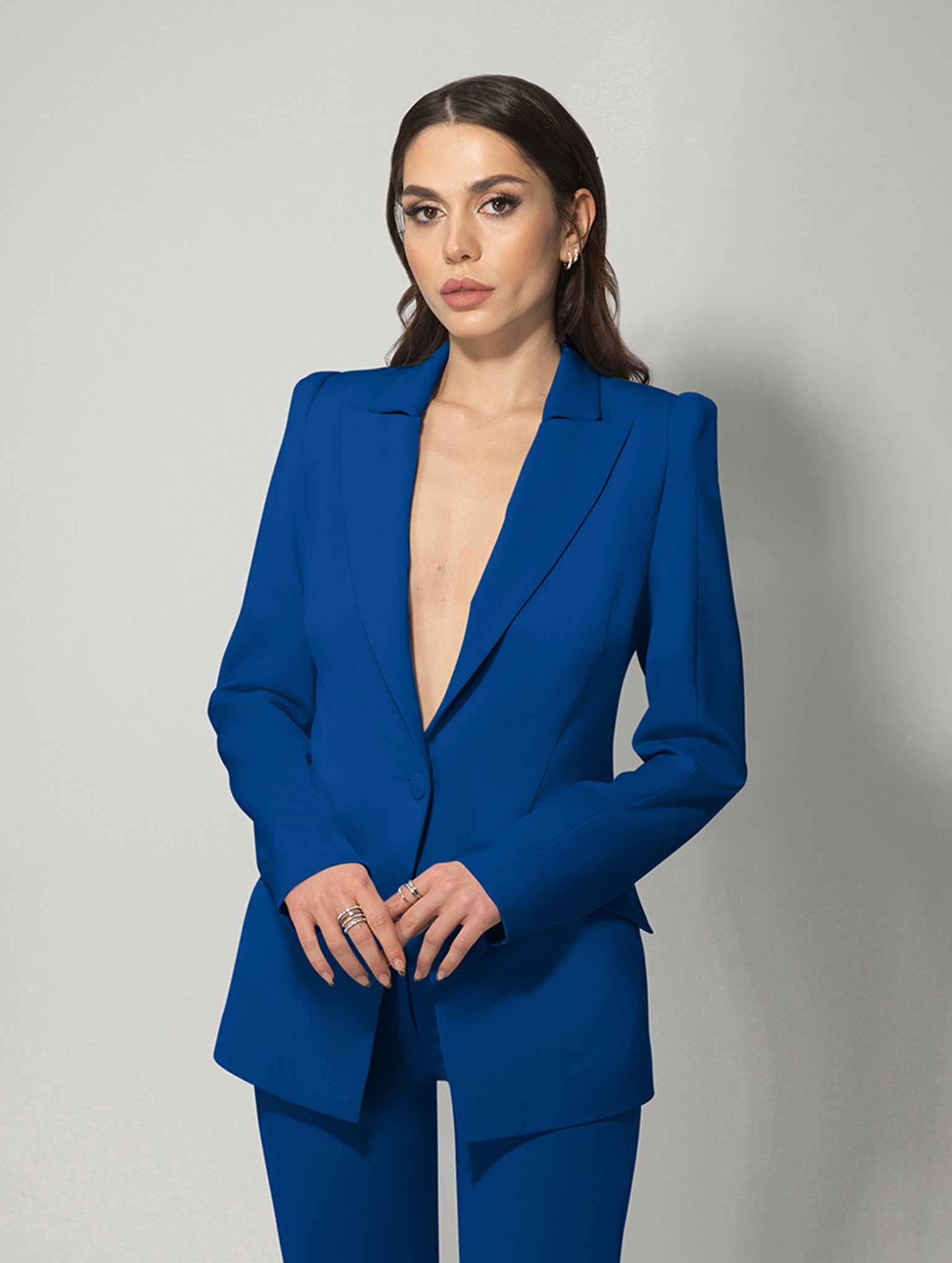 Illusion Classic Tailored Blazer - Azure Blue by Tia Dorraine Women's Luxury Fashion Designer Clothing Brand