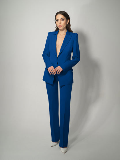Illusion Classic Tailored Blazer - Azure Blue by Tia Dorraine Women's Luxury Fashion Designer Clothing Brand