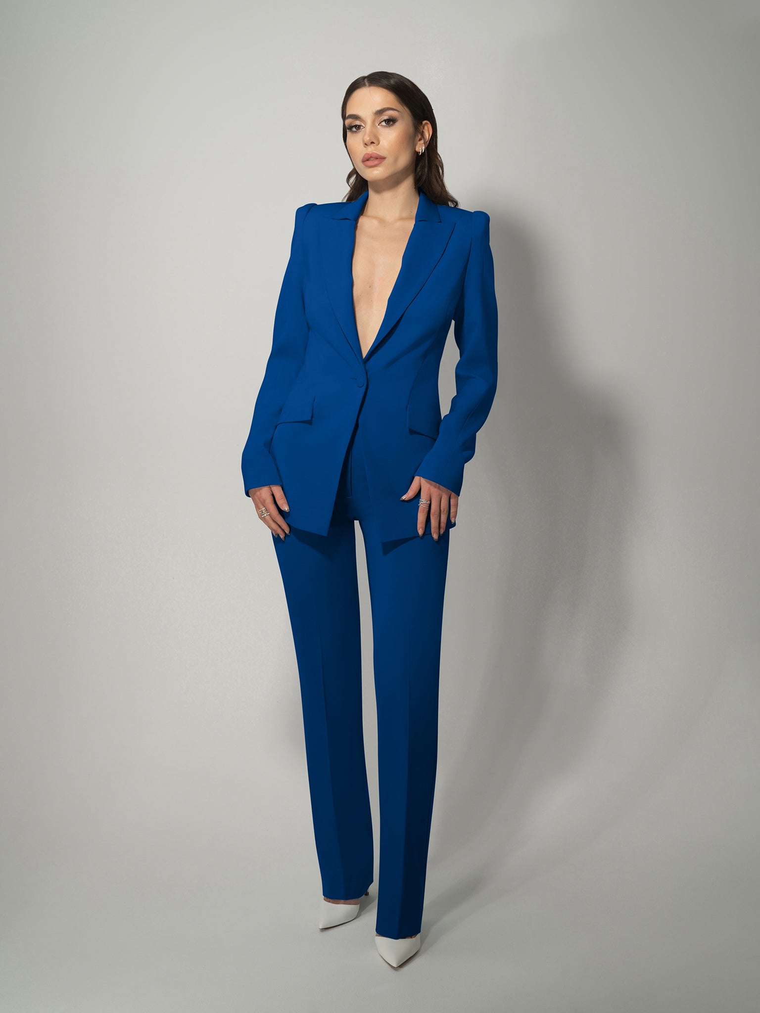 Illusion Classic Tailored Blazer - Azure Blue by Tia Dorraine Women's Luxury Fashion Designer Clothing Brand