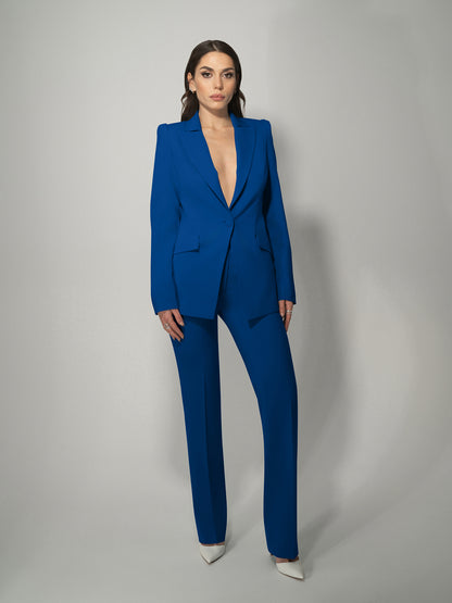 Illusion Classic Tailored Blazer - Azure Blue by Tia Dorraine Women's Luxury Fashion Designer Clothing Brand