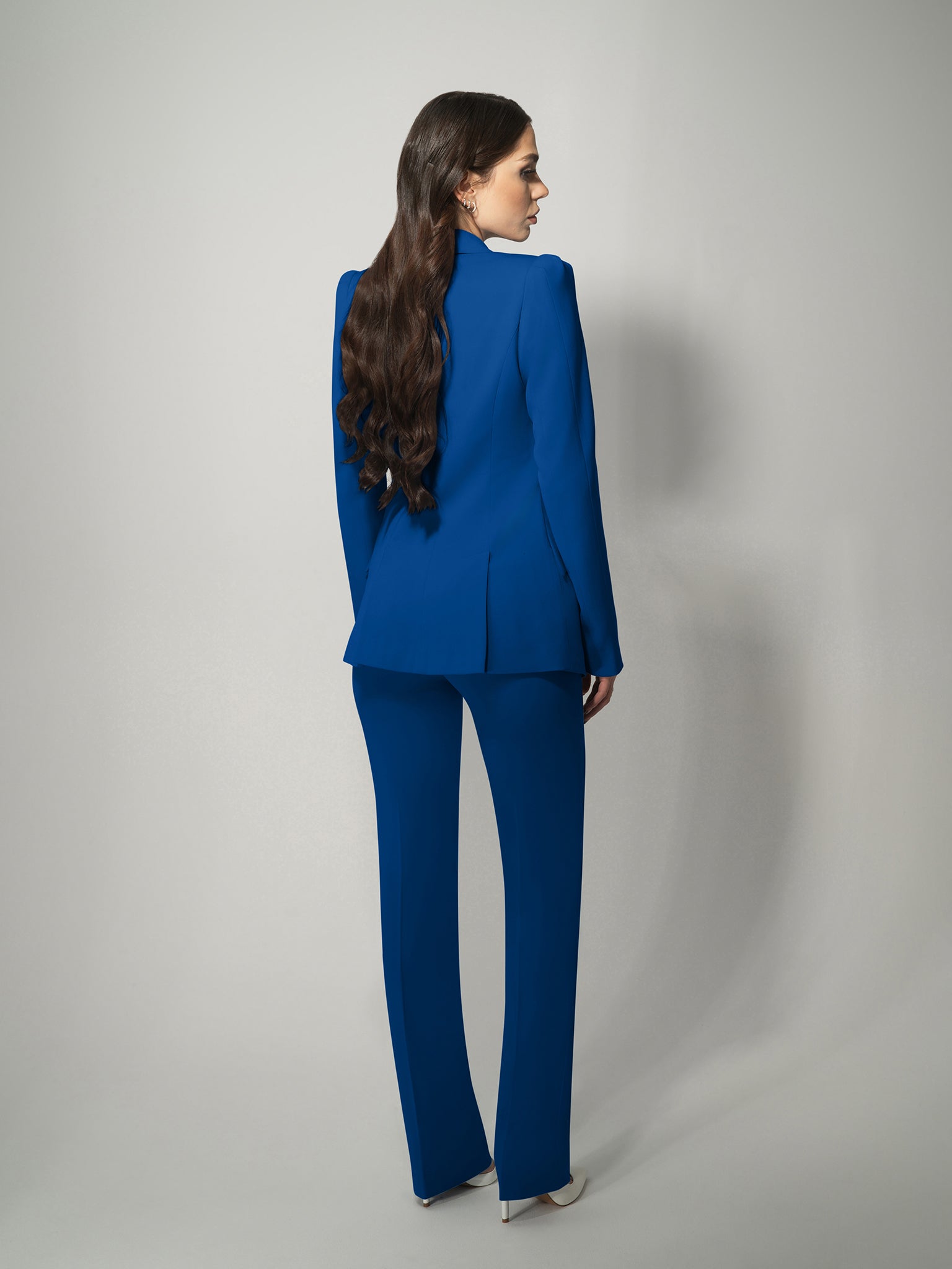 Illusion Classic Tailored Blazer - Azure Blue by Tia Dorraine Women's Luxury Fashion Designer Clothing Brand